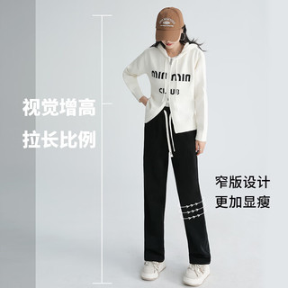 班尼路 细条绒直筒裤 黑色 XL 女士休闲裤