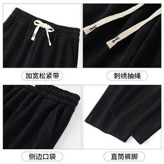 班尼路 细条绒直筒裤 黑色 XL 女士休闲裤