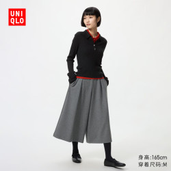 优衣库 绒面针织裙裤女装/休闲裤裤子487618 06 铅灰色 S