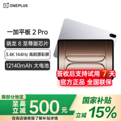 一加 平板 2 Pro 13.2英寸144Hz高刷屏 骁龙8至尊版二合一平板一加pad2pro 冰川银 12GB+256GB 标配
