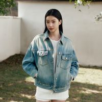 百亿补贴：森马 森柔|森马牛仔外套女春季翻领做旧宽松落肩衣服美式街头甜酷夹克