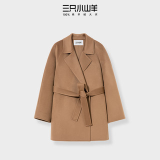 三只小山羊 100纯羊绒 巧克力棕 L 女士大衣
