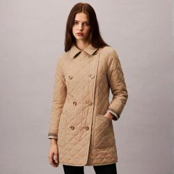 BURBERRY 时尚气质纯色翻领袖口格纹女式棉衣