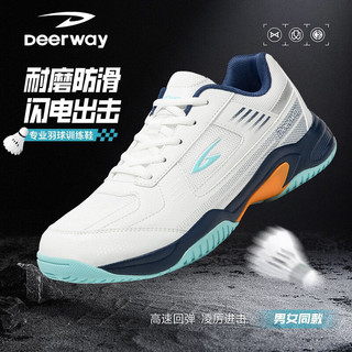 德尔惠 抗扭防滑缓震 灰蓝 36码 羽毛球鞋