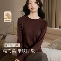 香影 秋季可外穿圆领长袖显瘦内搭上衣女式打底衫