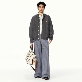 衣品天成 镂空高弹包芯纱翻领开衫毛衣