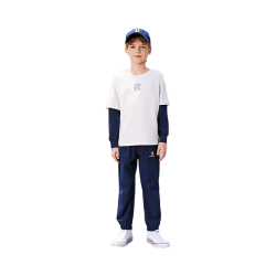 匡威 儿童装男童裤子春秋儿童运动裤小学生修身梭织长裤季束脚裤子 藏青蓝-梭织秋季