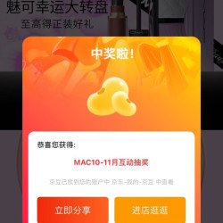 MAC魅可京东自营旗舰店大转盘实测20京豆，现在必中