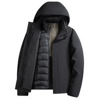 罗蒙 可拆卸内胆鹅绒加厚 黑色 XL(180) 男士羽绒服