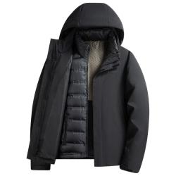 罗蒙 一衣多穿羽绒服男冬新款中青年可拆卸内胆鹅绒加厚保暖外套爸爸装 黑色 XL (180) 建议140