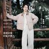 坦博尔 巴恩风时尚衬衫羽绒服女短款翻领复古拼接秋冬外套
