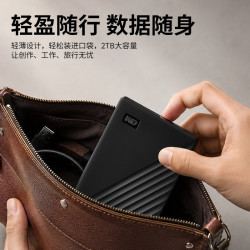 西部数据 WD）移动硬盘 USB3.0  My Passport系列 2.5英寸 机械硬盘家庭存储 经典黑 2TB