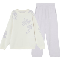 安莉芳 玫瑰衣半边绒女士睡衣套装 淡紫色 L/XL