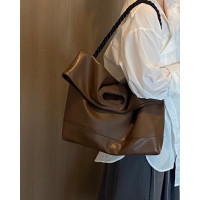 糖果忆 棕色软皮大容量托特包女2026新款通勤简约大包学生上课单肩斜挎包