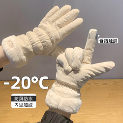 手套骑车保暖防寒女士冬季学生可爱触屏加绒加厚防风骑行棉滑雪