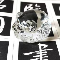 水晶透明小猪摆件茶宠