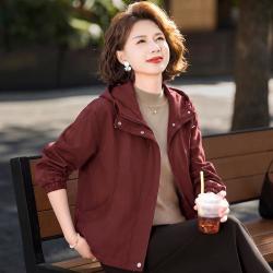 Hodo 时尚年轻女装春秋连帽外套休闲通勤夹克简约百搭短款上衣