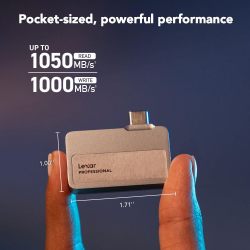 雷克沙 Professional Go 2TB 便携式移动SSD固态硬盘 USB 3.2 Gen2接口 高速传输 IP65防护
