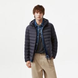 坦博尔 轻薄羽绒服男短款连帽2026冬季休闲百搭防风保暖外套TA61330215 深岩蓝 L (175