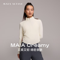 MAIA ACTIVE 奶霜韧罗纹拼接半拉链瑜伽卫衣 奶霜白 M