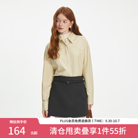 范思蓝恩 气质通勤纯色宽松设计感衬衫女秋冬2024新款上衣14417 卡其色 M