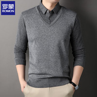 罗蒙 假两件毛衣男士2026秋冬季新款 9010-深灰色 常规 2XL