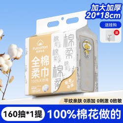 棉柔世家 100%全棉悬挂式洗脸巾干湿两用家庭装160抽