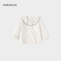 Babylove 女宝宝t恤婴幼儿春秋季百搭纯棉花边领上衣