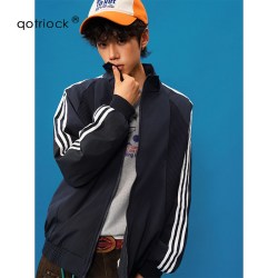 QOTRIOCK 美式复古解构飞行夹克男款秋季宽松设计感棒球服休闲情侣廓形外套