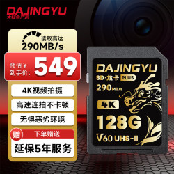 DAJINGYU 大鲸鱼SD卡 V60 128G相机内存卡储存卡高速单反存储卡 适用于索尼A1/ZV-E1/A7M4尼康佳能富士松下