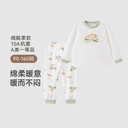 英氏 儿童磨毛锁温10A抑菌睡衣居家服套保暖内衣秋冬款