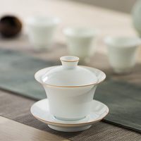 瓷绘轩制 甜白釉薄胎手工盖碗 景德镇功夫茶具