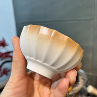 友尚 粗陶茶杯茶具陶瓷手工莲花杯对杯汝窑主人杯口径7.5CM高度3.8厘米
