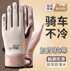 炫之迪 冬季德绒加厚款骑行运动防泼水防风触屏情侣手套 1双