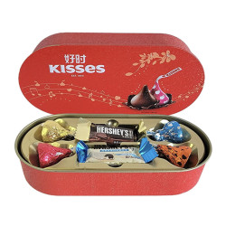 好时 Hershey’s） Hershey’s好时之吻牛奶巧克力4+2颗推拉铁盒结婚成品喜糖礼盒装 红色4+2推拉盒