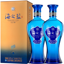 洋河 蓝色经典 海之蓝2018版42度375mL*2瓶 官方旗舰店 绵柔 白酒