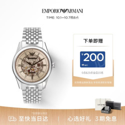 EMPORIO ARMANI 手表男士 银色表盘钢带机械手表男款七夕礼物送男友AR60095