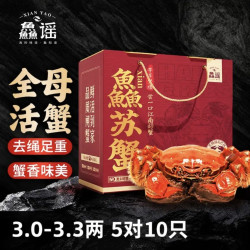 鱻谣 大闸蟹全母3.0-3.3两5对10只去绳足重鲜活螃蟹现货生鲜蟹礼盒兴化中秋送礼
