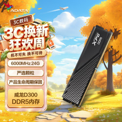 威刚 24GB 单根 DDR5 6000 台式机内存条 镁光颗粒 XPG威龙D300（黑色）C40