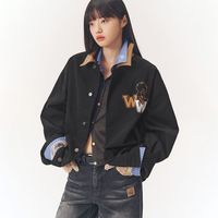 BEASTER 复古褪色做旧拼接 女士短外套