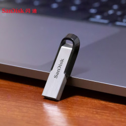 闪迪 U盘高速USB3.0U盘时尚个性小巧定制金属车载U盘cz73酷铄U盘移动安全加密电脑系统学生优盘 黑色 16G