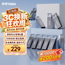 ThinkPad 联想Thinkbook 8GB（10个） USB2.0投标U盘盒装 电脑u盘办公学习商务优盘 批量采购独立包装 TSU10