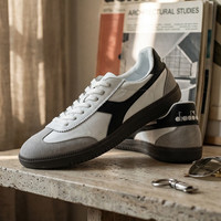 diadora 男女经典低帮休闲牛皮革板鞋德训鞋Saunter OG 白/黑N6876