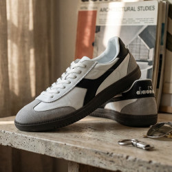 diadora 男女经典低帮休闲牛皮革板鞋德训鞋Saunter OG 白/黑N6876