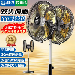 林边 双头风扇360度旋转摇头落地扇工业扇工地大排档商超双面风扇