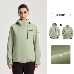 诺诗兰 女款羽绒三合一冲锋衣户外男款运动防风防水