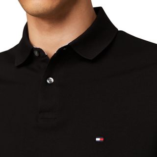 TOMMY HILFIGER 男士长袖Polo衫 有机棉弹力面料 黑色 Small