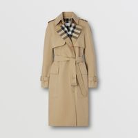 BURBERRY 博柏利 女装长款格纹棉质嘎巴甸Trench风衣