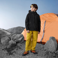 马骑顿 男童秋新款户外露营登山服连帽防风外套 黑色 120