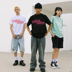 WHOOSIS 8字logo钻石灯球短袖T恤男女情侣国潮宽松